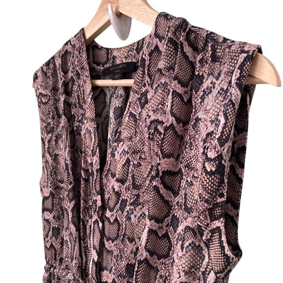 All Saints Tate Misra Asymmetric Hem Dress Elegant Snake Print Maxi Dress in S - Picture 8 of 13